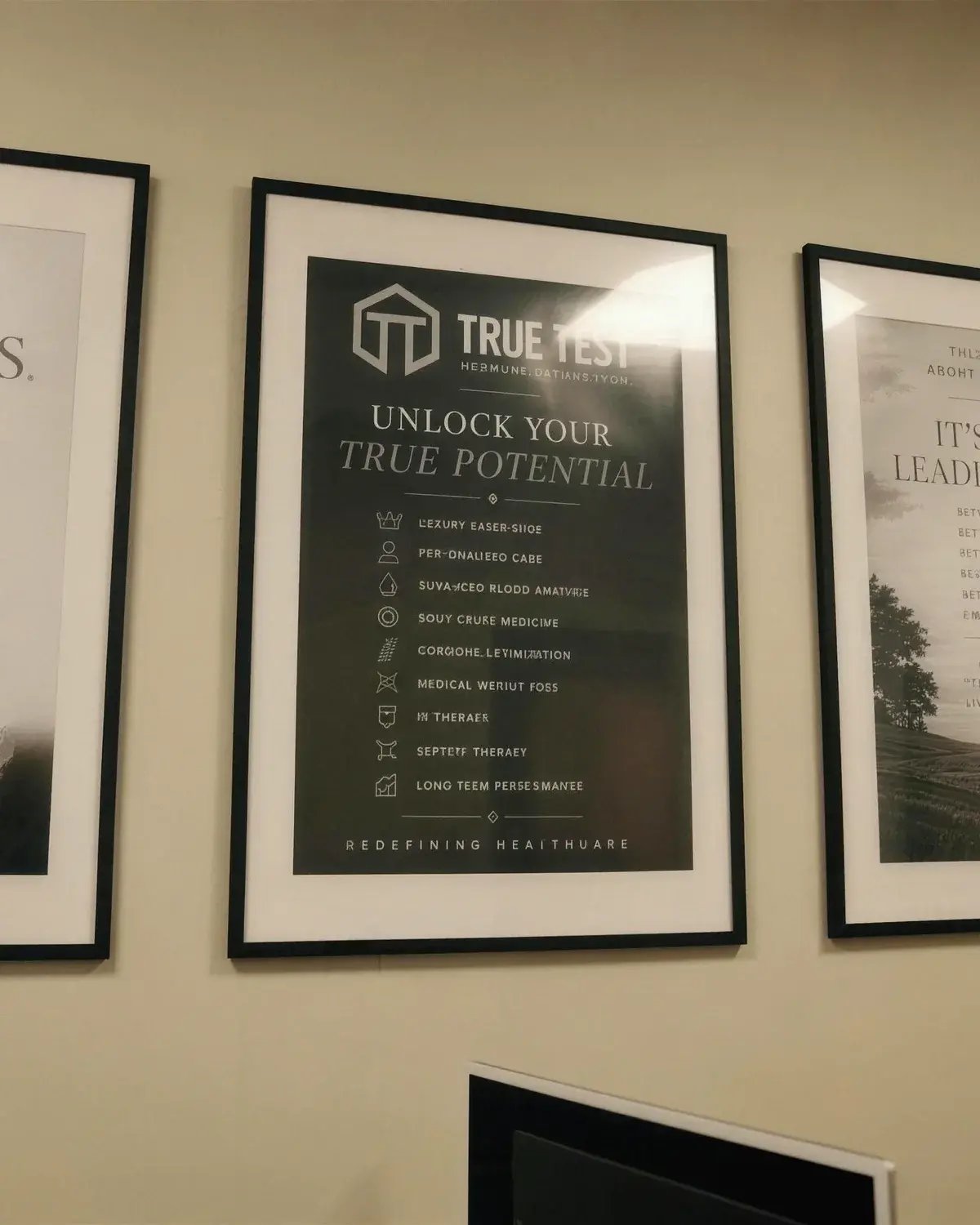 Framed art on the wall of a True Test clinic